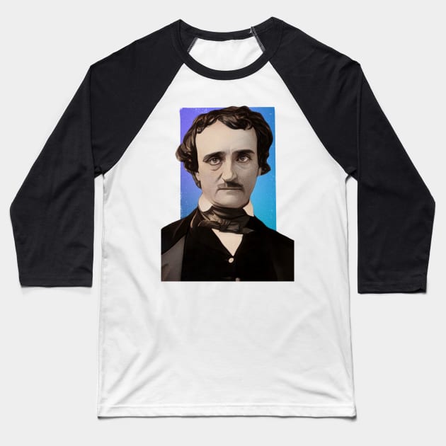 American Writer Edgar Allan Poe illustration Baseball T-Shirt by Litstoy 